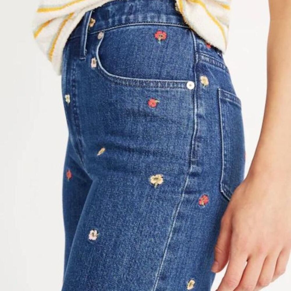 Madewell Wide-Leg Crop Jeans – Confetti Floral Embroidered – Size 23